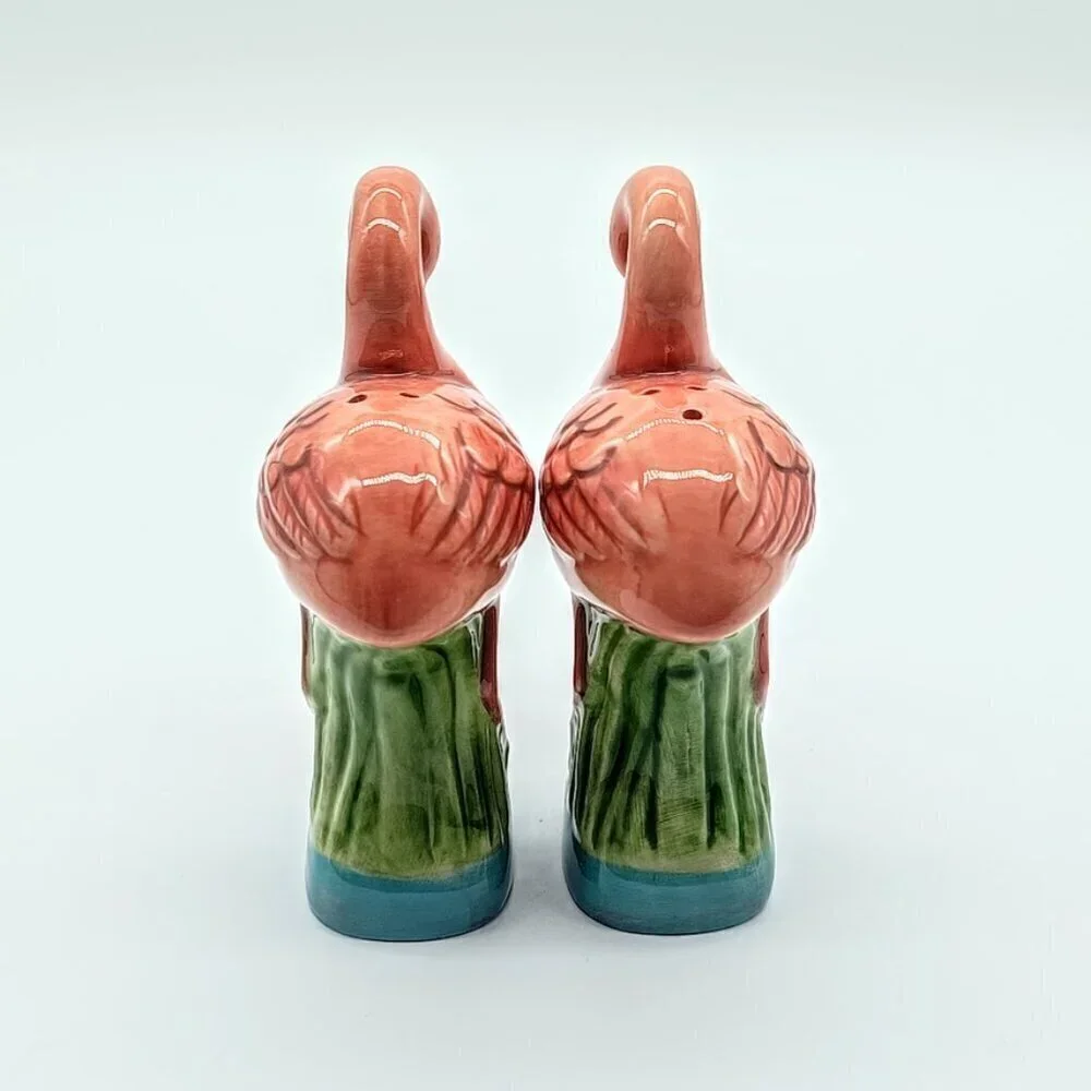 Pacific Giftware Pink Flamingo Ceramic Salt Pepper Magnetic Shakers